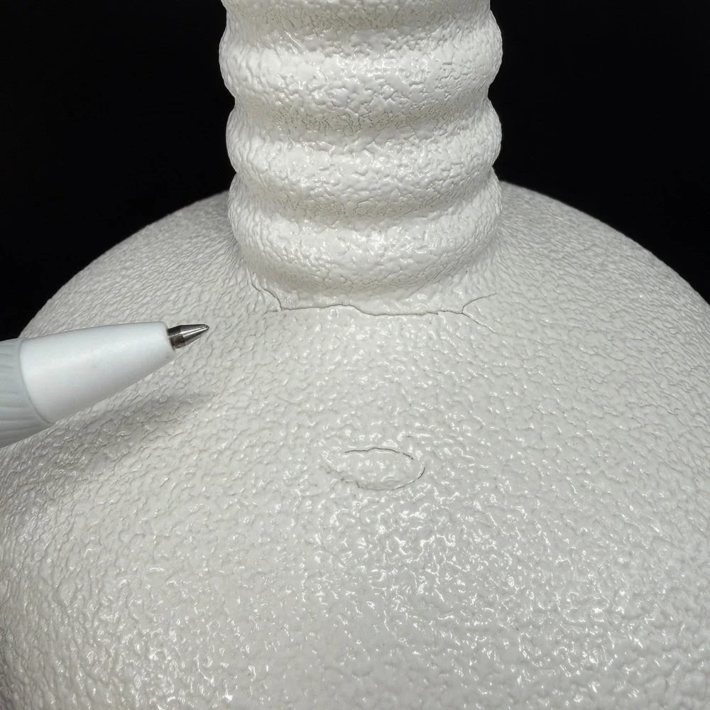 Haeger Pottery USA Textured White Turquoise Ruffled Ribbed Pottery Vase 12inch